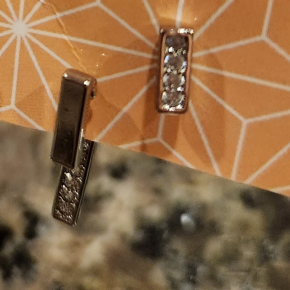 NEW 3 pc silver bar cubic zirconia ear jacket earrings - Picture 11 of 11